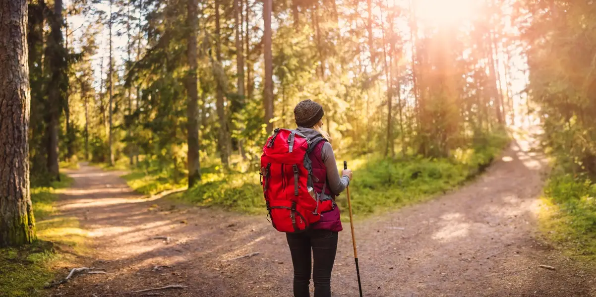 Hiker choosing between two paths, representing Start-up business loan options.